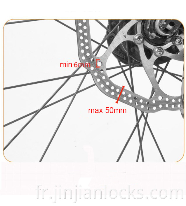 Nouvelle conception verrouillage du disque de moto, verrouillage de frein à disque anti-vol avec câble de rappel pour la roue du vélo de moto